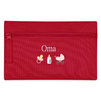 Oma 2023 Geburt Mädchen Vorlage personalisierbar - Federtasche - Rot - Vorne