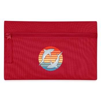 Bull Shark Retro Sunset - Pencil Case - red - Front