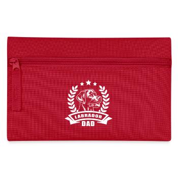 "Labrador Dad" with banner and wreath of wheat - Pencil Case - red - Front