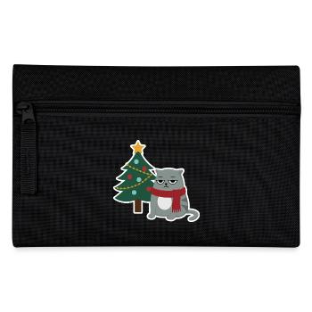 Cat Grumpy Christmas - Pencil Case - black - Front