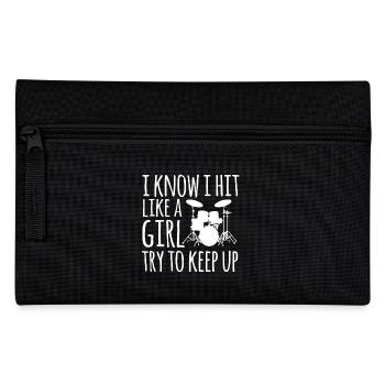 Drummer Girl I Know I Hit Like A Girl - Pencil Case - black - Front