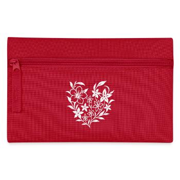 Blumiges Herzmuster in Weiß - Federtasche - Rot - Vorne