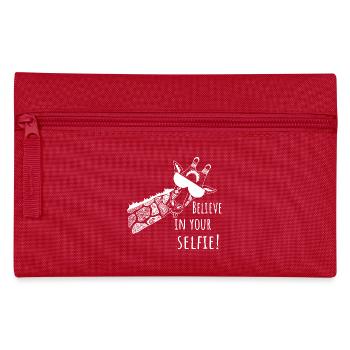 Believe in your selfie – Lustiger Spruch & Giraffe - Federtasche - Rot - Vorne