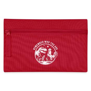 Erinnere dich daran, wer du bist - Lustiges Dinosaurier T-Shirt - Federtasche - Rot - Vorne