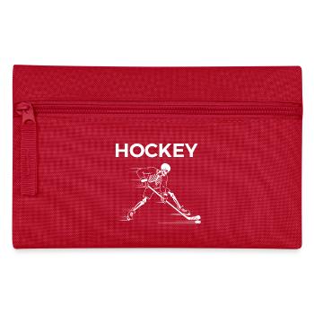Skeleton spielt Hockey - Federtasche - Rot - Vorne
