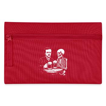Edgar Allan Poe drinking beer with death - Pencil Case - red - Front