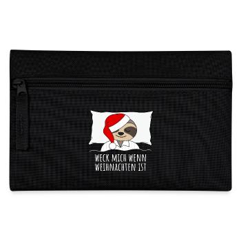 Faultier Bett Kissen Weihnachten lustige Sprüche - Federtasche - Schwarz - Vorne