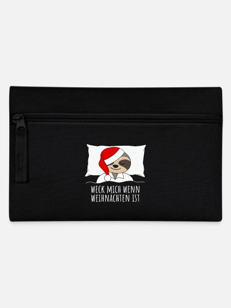 Faultier Bett Kissen Weihnachten lustige Sprüche - Federtasche - Schwarz