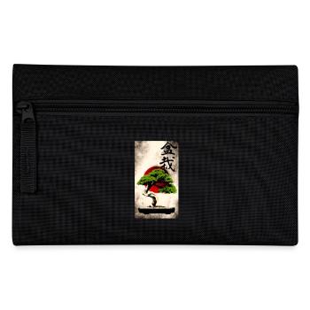 Bonsai vor japanischer Flagge Kunstdruck - Federtasche - Schwarz - Vorne