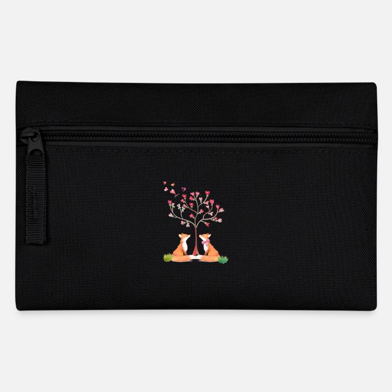 2 verliebte Füchse - Federtasche - Schwarz