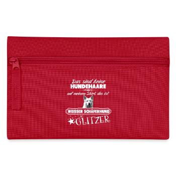 WEISSER SCHÄFERHUND GLITZER - Federtasche - Rot - Vorne