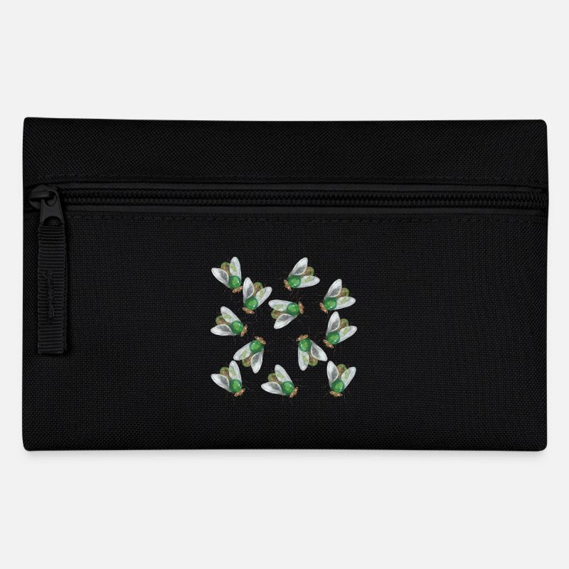 Goldfliegen - Muster - Federtasche - Schwarz