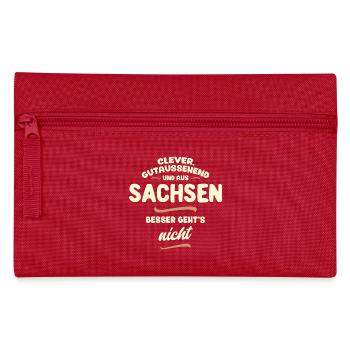 Clever, gutaussehend und aus Sachsen... - Federtasche - Rot - Vorne