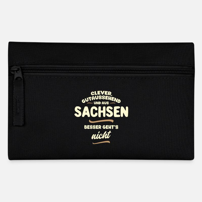 Clever, gutaussehend und aus Sachsen... - Federtasche - Schwarz