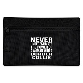 never underestimate the power woman border collie - Pencil Case - black - Front