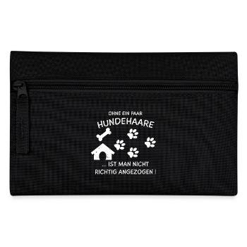 Hunde Tshirt Geschenk für Hundefreunde Hundehaare - Federtasche - Schwarz - Vorne
