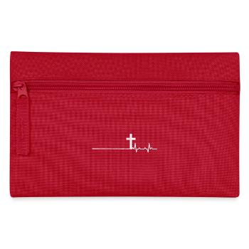 Faith heartbeat church gift pastor cross - Pencil Case - red - Front