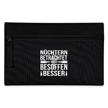 Nüchtern Besoffen / Bier / Trinken / Party - Federtasche - Schwarz - Vorne