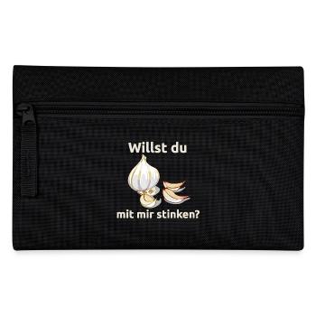 Knoblauch Knobi stinken Liebe Geschenk - Federtasche - Schwarz - Vorne