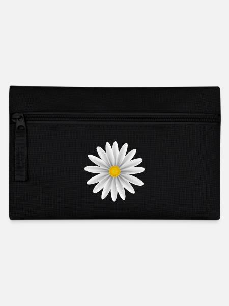 White Daisy Top Down - Pencil Case - black