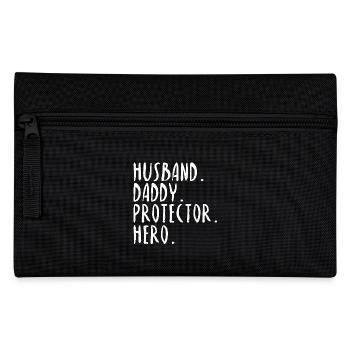 Husband Daddy Protector Hero Saying Gift Idea - Pencil Case - black - Front