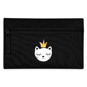 chat blanc avec couronne - Trousse - noir - Devant