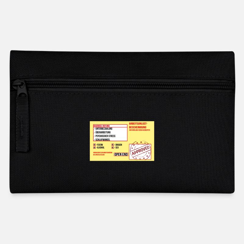 Arbeitsunlustbescheid lustige Krankmeldung - Federtasche - Schwarz