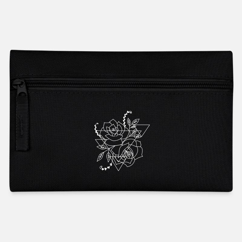 Rose Geometire Blume Tulpe - Federtasche - Schwarz