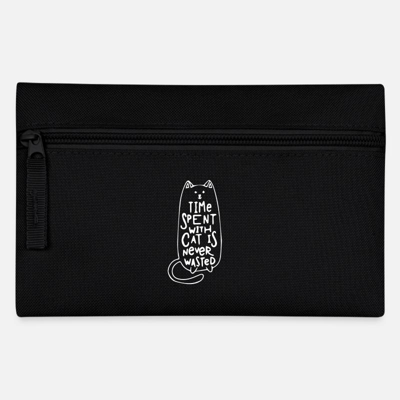 Spend time with cat leisure kitty gift - Pencil Case - black