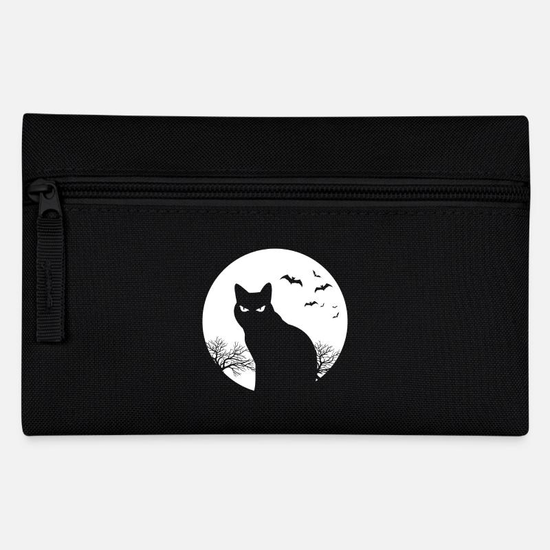 Katze Halloween Mond Geschenk Haustier Katzen - Federtasche - Schwarz