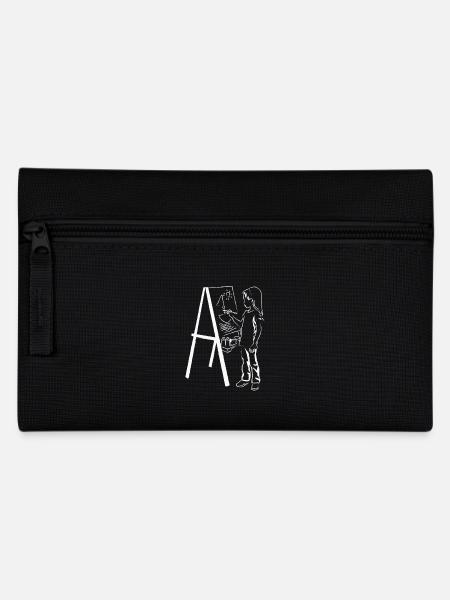 Kind Kunst Leinwand malen Künstler Geschenkidee - Federtasche - Schwarz