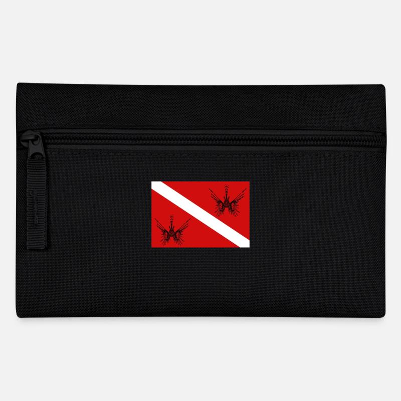 Taucherflagge mit Feuerfisch - Federtasche - Schwarz