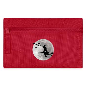 Halloween sorcière avec un chat vole sur le ciel - Trousse - rouge - Devant