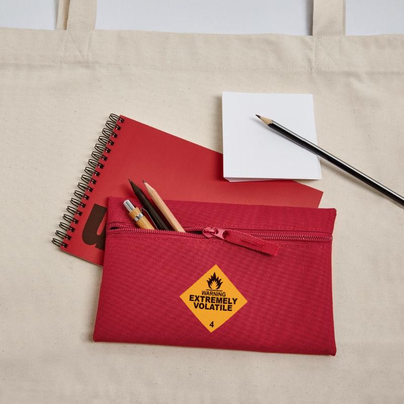 warning extremely volatile square II 2c Pencil Case