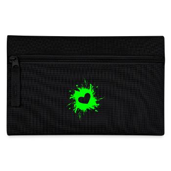 Coeur tache encre vert couleur vert - Trousse - noir - Devant