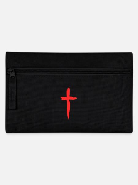 Kreuz Christentum Religion Rot - Federtasche - Schwarz