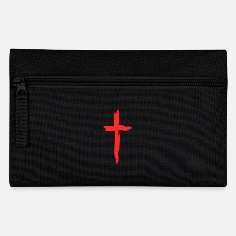 Kreuz Christentum Religion Rot - Federtasche - Schwarz