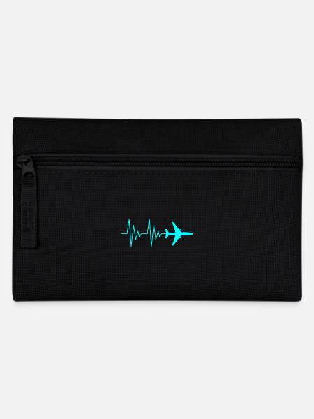 Pilote d'avion battement de coeur bleu d'eau - Trousse - noir