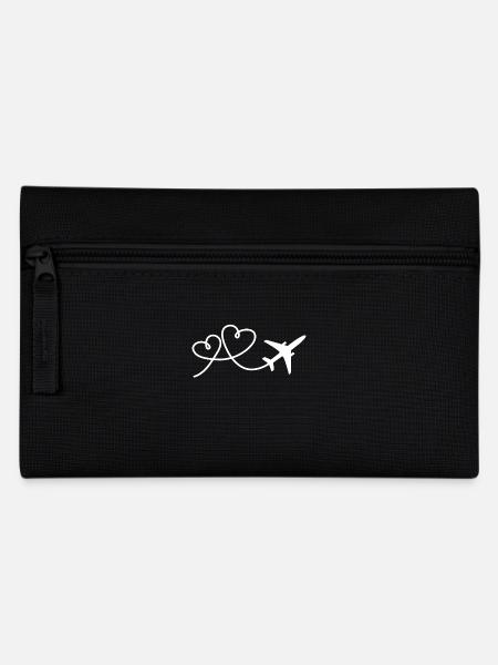 Airplane aviator with heart white - Pencil Case - black