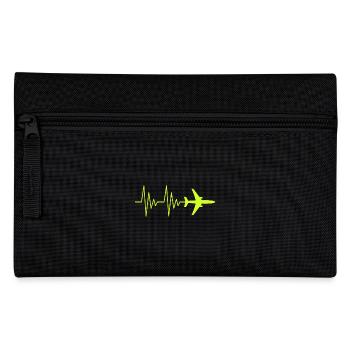 Flugzeug Pilot EKG Liebe Herzschlag - Federtasche - Schwarz - Vorne