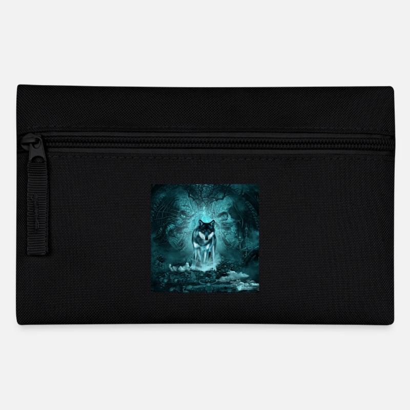 Awesome wolf at night - Pencil Case - black