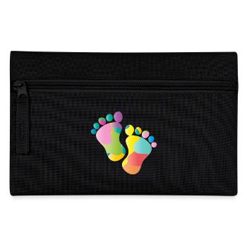 kunterbunte Baby Fußabdrücke - Federtasche - Schwarz - Vorne