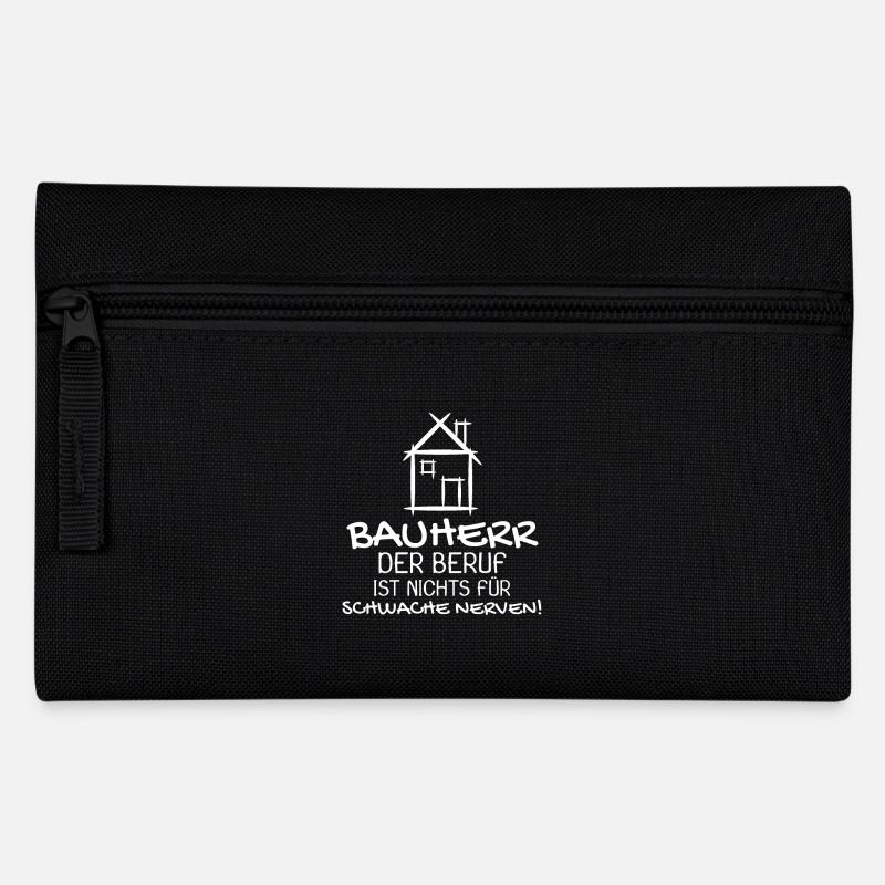 Bauherr Baumeister Hausbau Haus Witziges Geschenk - Federtasche - Schwarz