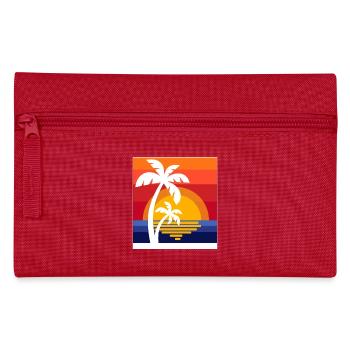 Palm trees Caribbean summer sun beach sea time out - Pencil Case - red - Front