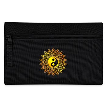 Yin Yang Taiji in Lebensblume orange - Federtasche - Schwarz - Vorne