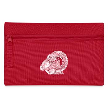 Widder Kopf mit Hörnern - Federtasche - Rot - Vorne