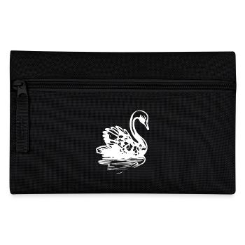 Eleganter Vintage Schwan auf dem Wasser - Federtasche - Schwarz - Vorne