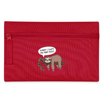 Dschungel Tier Faul Statement Faultier Schlafen - Federtasche - Rot - Vorne