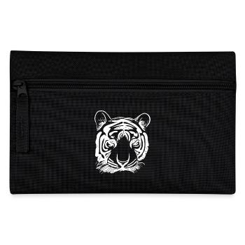 Tiger Big Cat with Vintage Stripe Pattern - Pencil Case - black - Front