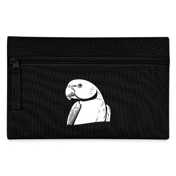 Collared Parakeet Portrait Vintage Parrot Drawing - Pencil Case - black - Front